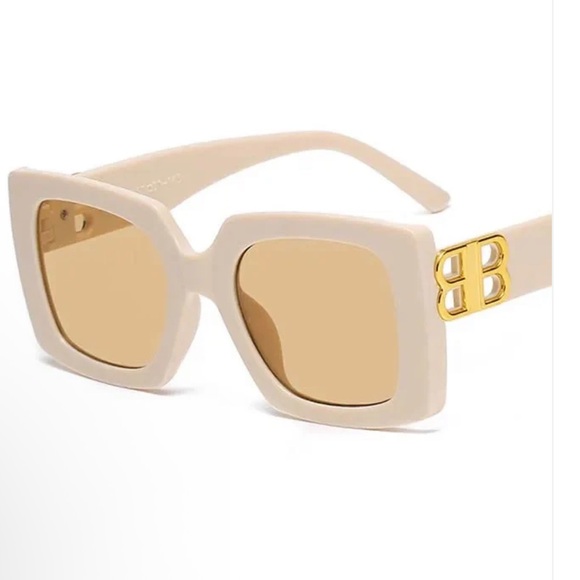 Accessories - Cream sunglasses with gold accents